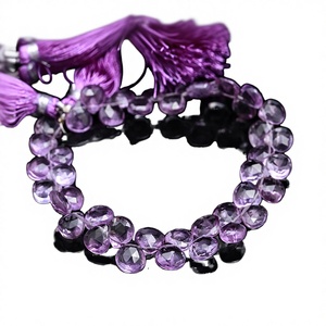 Cuentas de Amatista India 100% Naturales, Facetadas en Forma de Corazón, Color Rosa, 8-9mm, 8 Pulgadas, para Joyería, INDIAN GEM STORE - Product Image 2