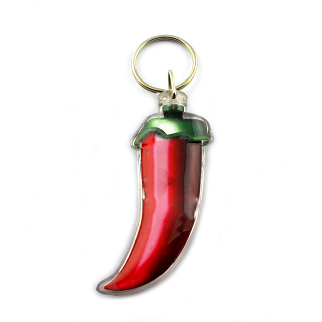 Oem High Quality Acrylic Anime Style Customized Big Chili Pepper Shape Keychain for Christmas Decoration
