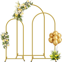 Kit de 3 supports d'arche en métal doré pour décorations de fête d'anniversaire, de remise de diplôme, de célébration de vacances, de cérémonie et d'arche de mariage