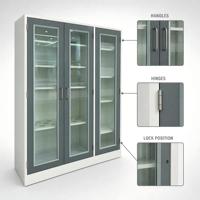 Ensemble de meubles de laboratoire au design moderne, armoire de rangement en acier, armoire haute pour hôpital, clinique, laboratoire avec portes en verre