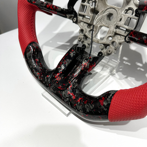 Volant en fibre de carbone forgée rouge avec cuir perforé pour <span class=keywords><strong>Ford</strong></span> Mustang 2015 2016 2018 2020 <span class=keywords><strong>2023</strong></span> - Pièces automobiles en dropshipping - Product Image 3