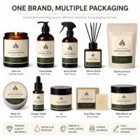 Étiquettes personnalisées pour bougies avec bordure dorée, autocollantes, minimalistes, mates, pour l'emballage de bougies parfumées en cire de soja