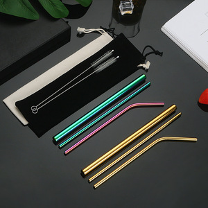 Reusable <b>Metal</b> Drinking <b>Straws</b> 304 Stainless Steel Sturdy Straight Drinking <b>Straw</b> with Cleaning Brush Bar Party Accessory - Product Image 3