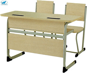 Đồ Nội Thất Trường Học Bán Đôi Ghế Kim Loại Chân Anh Đào Bằng Gỗ Loại Trẻ Em Sinh Viên Đại Học Bảng Và Ghế Đặt - Product Image 3