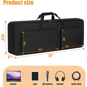 Portable Waterproof Dust <b>Cover</b> Adjustable Straps Padded 61 Keys Electricity Piano <b>Keyboard</b> Gig Case Bag - Product Image 5