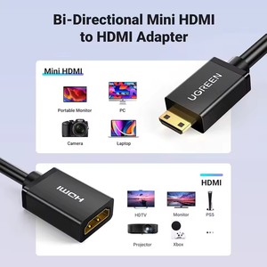 محول UGREEN الجديد من Mini HDMI إلى HDMI بدقة 4K وتردد 60 هرتز، كابل محول عالي السرعة من Mini HDMI 2.0 ذكر إلى أنثى لـ <span class=keywords><strong>Raspberry</strong></span> <span class=keywords><strong>Pi</strong></span> <span class=keywords><strong>4</strong></span> - Product Image 2