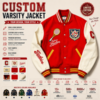 Veste de baseball rouge personnalisée avec logo, manches en cuir, style Letterman, broderie chenille, fabrication OEM