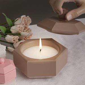 DM830 Plâtre Béton Bougie Pot Silicone <span class=keywords><strong>Moulage</strong></span> DIY Hexagonal Résine Bijoux Boîte De Rangement Moule Avec Couvercle - Product Image 2
