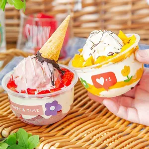 Милая Миниатюрная пластиковая упаковка в форме шара десерта Мусса креативная Прозрачная Круглая чашка для мороженого