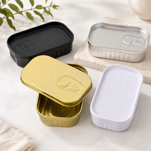Boîte en métal décorative créative en forme de boîte de conserve de sardines vide, avec clip en forme de trèfle, pour rangement de bijoux - Product Image 1