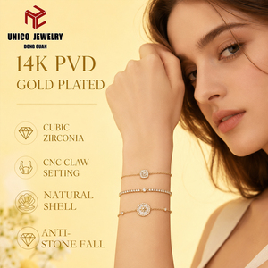 手作り14K PVD金メッキステンレス製ファッションブレスレット、耐水性、色褪せない石、2年間の色保持品質 - Product Image 3