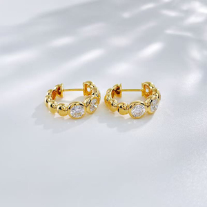 Anting-anting lingkaran emas kuning 18K berlian buatan laboratorium gaya retro mewah untuk wanita, perhiasan emas berkualitas tinggi - Product Image 4