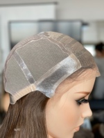 SHY Perruque en cheveux humains européens, entièrement nouée à la main, avec bonnet médical confortable, effet de raie naturelle, couleur originale, cheveux non traités, fournisseur