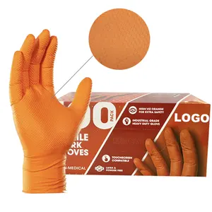 100% nitrile 6mil industrial orange black car tattoo mechanical mechanic car nitrile gloves