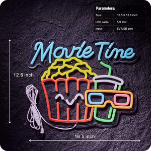 Movie Time Letreros Neon LED indoor hanging ambient light shop <b>sign</b> wall decoration light entrance indicator light luminous <b>sign</b> - Product Image 4
