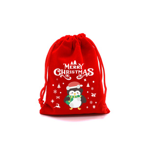 Bolsas de regalo navideñas rojas de 7 pulgadas, de tela, con cordón, ecológicas, para dulces, refrigerios, empaques de manzanas, recuerdos de fiestas navideñas - Product Image 3