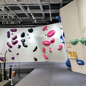 Parco Trampolini con Sistema di Sicurezza Automatico, Parete Artificiale per Arrampicata, Tappetino Imbottito Impermeabile e Leggero per Interni ed Esterni - Product Image 2
