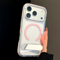 Coque de téléphone transparente magnétique 2-en-1 avec support pour protection contre les chocs, compatible avec iPhone 18 Pro Max/17/16/15/14/13/12