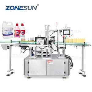 ZONESUN ZS-GTB12S Automatic High Speed OPP Linear Dish Detergent Beverage Square Flat Bottle Hot Melt Glue Labeling Machine