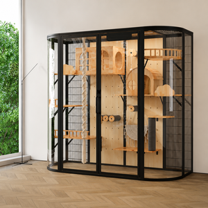 Wholesale Bulk Pet Supplies Perforated <b>Wood</b> Wall DIY Accessories Transparent Villa for Orders - Product Image 2