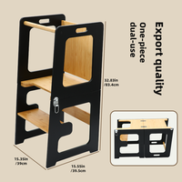 Tour pliable en bambou multifonction, design moderne, escabeau et aide-cuisine pour enfants avec tableau noir pour bébés et tout-petits