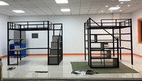Lit mezzanine en fer personnalisé pour adultes lit superposé double avec bureau et escalier pour auberge