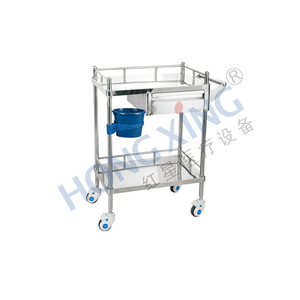 Red Star Stainless Steel Single Drawer Treatment Cart 2 Layer Hospital Medical Storage <b>Trolley</b> - Product Image 2