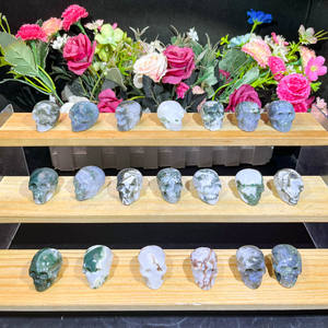 Productos de Sanación Espiritual a Precio de Fábrica, Piedra Fengshui, Cristales Reales, Calaveras Pequeñas de Ágata Musgosa para Decoración - Product Image 3