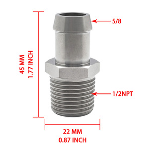 Adattatore professionale da filettatura interna NPT da 1/2 pollice a attacco a barb da 5/8 pollici, in acciaio <span class=keywords><strong>cromato</strong></span>, lavorato a CNC, migliora i sistemi di raffreddamento/riscaldamento del motore - Product Image 3