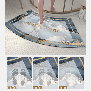 Alfombra de Baño Curva en Forma de U, de Fibra de Poliéster, Antideslizante, de Secado Rápido, con Diseño Impreso - Product Image 1