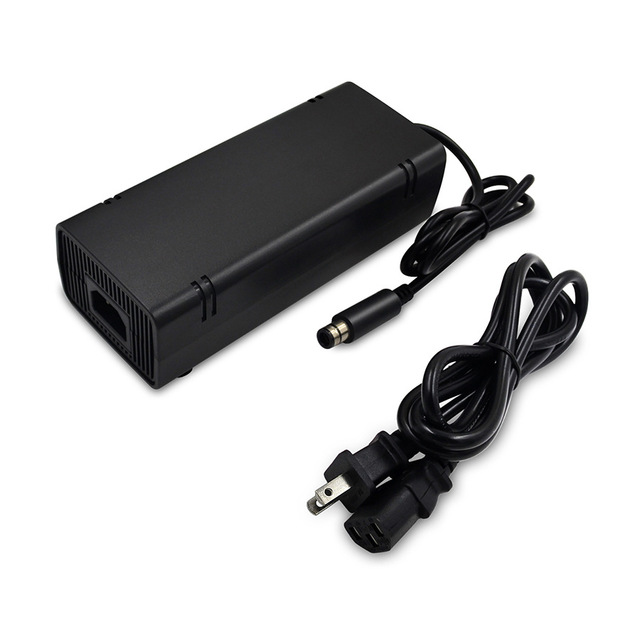 With Charger Cable Cord Brick 12V 9.6A for Xbox 360 E AC Adapter Black Retail Package