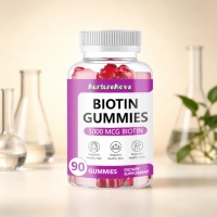 Gommes à mâcher à la biotine Muhua Premium 5000 mcg, haute puissance, végétariennes, 60 gommes par flacon