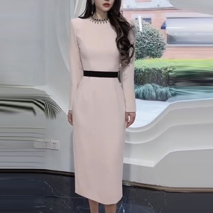 Bettergirl ชุดเดรส2025สีดำ<span class=keywords><strong>แขน</strong></span><span class=keywords><strong>ยาว</strong></span>สีชมพู, ชุดเดรสแฟชั่นดีไซน์ใหม่สำหรับฤดูใบไม้ผลิ - Product Image 2