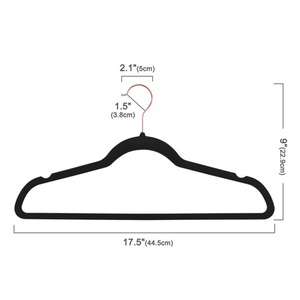 Cintres en <span class=keywords><strong>velours</strong></span> floqué noir antidérapants et peu encombrants, avec crochets rose doré, vente en gros du fabricant, personnalisables et économiques - Product Image 2