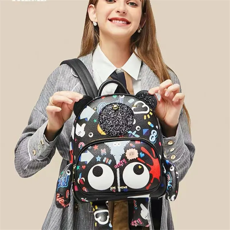 Модная роскошная сумка на плечо с рисунком глаз, дизайнерская мультяшная сумка, женский рюкзак