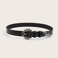 Ceintures de créateur Jiahao, style Y2K foncé, ceinture noire en cuir à motif lychee avec boucle en métal, ceintures punk pour hommes
