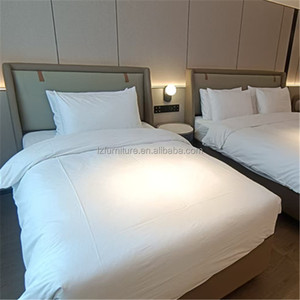 Wholesale Hotel Room Furniture Set Custom Twin <b>Single</b> Beds with Wood <b>Headboard</b> Panel Nightstand for Budget 3 Star Hotel Project - Product Image 2