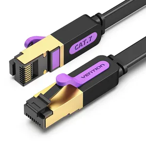 Vention plano banhado a ouro 30awg 8P8C cat7 rj45 patch cord 5gbps de alta velocidade cabo ethernet gato 7 10