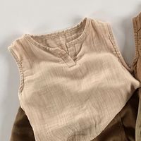 Tank Top anak laki-laki, baju anak-anak katun tanpa lengan tipis bernafas musim panas baru