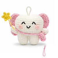Pendentif tricoté à la main, Poupée de dessin animé, Dents, Jésus, Porpoise, Chat, Kapibara, Pendentif de sac à dos en laine et fil de coton au crochet