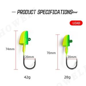 Amo da pesca assistito per jigging verticale in mare aperto, in acciaio al carbonio ad alta resistenza, con flash UV, doppio stinger, per acqua salata, per jigging, in blocco - Product Image 6