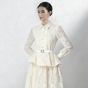 ZYHT <span class=keywords><strong>Dress</strong></span> panjang butik wanita, Gaun lipit berenda kasual elegan musim dingin 2174 untuk perempuan - Product Image 4