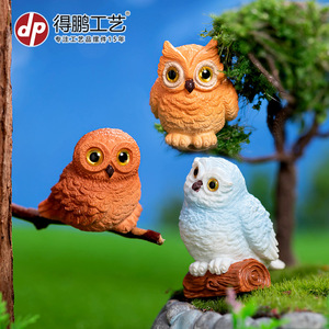 <b>Miniature</b> Realistic Owl Figurines Resin Garden Decor Desktop Ornament Indoor Outdoor Animal Shape Painted Finish - Product Image 5