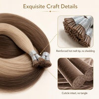 Extensions de cheveux humains naturels européens lisses à micro-anneaux pré-collés OEM, 100 % vierges Remy, double épaisseur, pointes épaisses, fusion