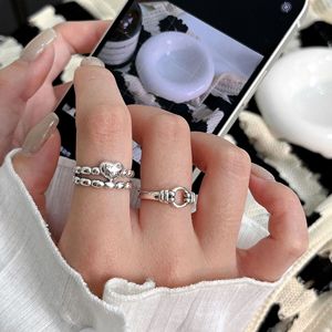 S925 Sterling Silver Heart Shaped <b>Open</b> <b>Ring</b> For Women Japanese Korean Design Light Luxury Fashion Jewelry Gift - Product Image 4