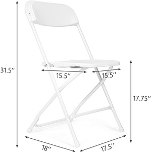 Silla Plegable de Jardín Barata para Exteriores, Capacidad de Peso de 600 Lbs, Asiento de PP Apilable, Acero de Aluminio, Plástico Blanco para Eventos - Product Image 3
