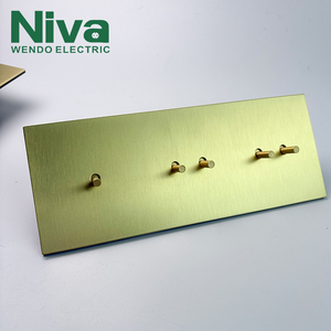 Interrupteurs à bascule en laiton Niva, norme européenne, panneau métallique, solution de prise murale électrique, boîte ronde européenne, France, Allemagne - Product Image 1