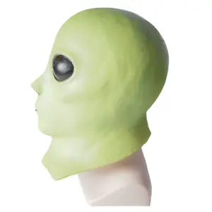 2023 all'ingrosso Halloween Cosplay Alien Latex Head Cover Funny Mask UFO Fiction Film Theme Stage Props