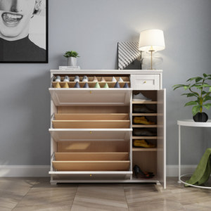Mobiletto Portascarpe in Legno Massello di Lusso per Ingresso e Corridoio, Stile Moderno e Semplice, Armadio per Esterni - Product Image 5