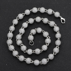 8mm Neck <b>Chain</b> for Women Gold Plated <b>Iced</b> Out <b>Chain</b> Micro Pave Cz Jewelry Round Bead Necklace - Product Image 2